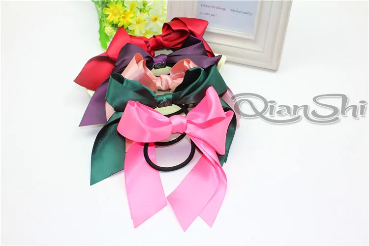 

1PC Women Satin Ribbon Bows Elastic Hair Band Scrunchies Ponytail Holder Headbands Hair Accessories for Girls Hairbands