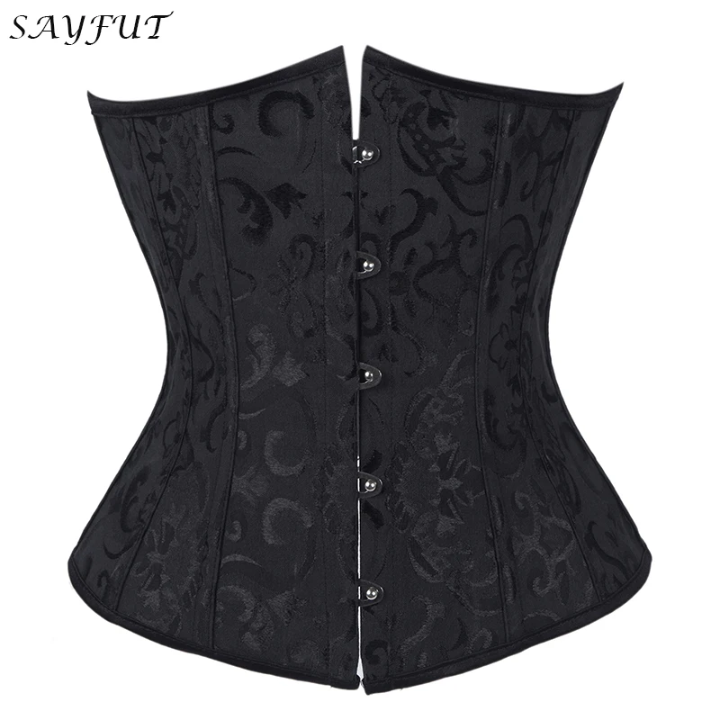 

SAYFUT Women's Lace Up Boned Underbust Corset And Bustier Top Waist Cincher Trainer Slim Bodyshaper Outfit Steampunk Corselet