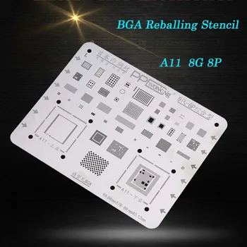 

0.12mm BGA Reballing Stencil for Iphone 8g 8p 6 6P 6S 6SP 7 7P contains A8 A9 A10 A11 CPU tin planting network