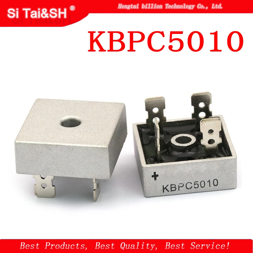 

2pcs/lot KBPC5010 50 A Bridge Rectifier 1000V 50Amp Metal Case for maximum Heat Dissipation 1000V 2.8cm Square Diode Bridge
