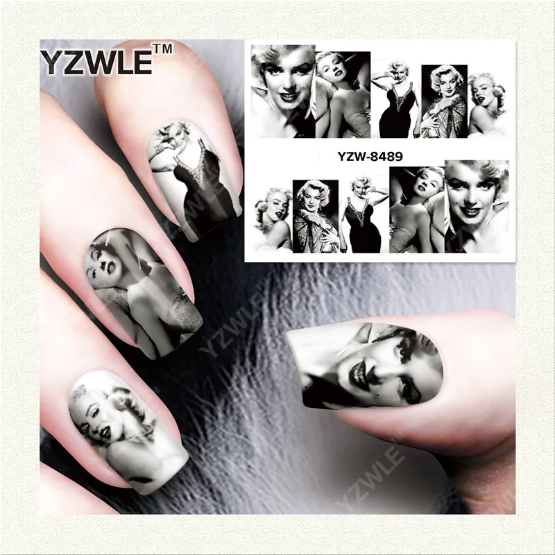 

WUF 1 Sheet DIY Decals Nails Art Water Transfer Printing Stickers Accessories For Manicure Salon YZW-8489