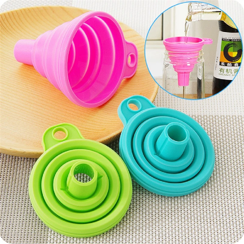 

1Pc Mini Kitchen Accessories Gadgets Useful Collapsible Style Funnel Hopper Protable Silicone Gel Foldable Kitchen Cooking Tools