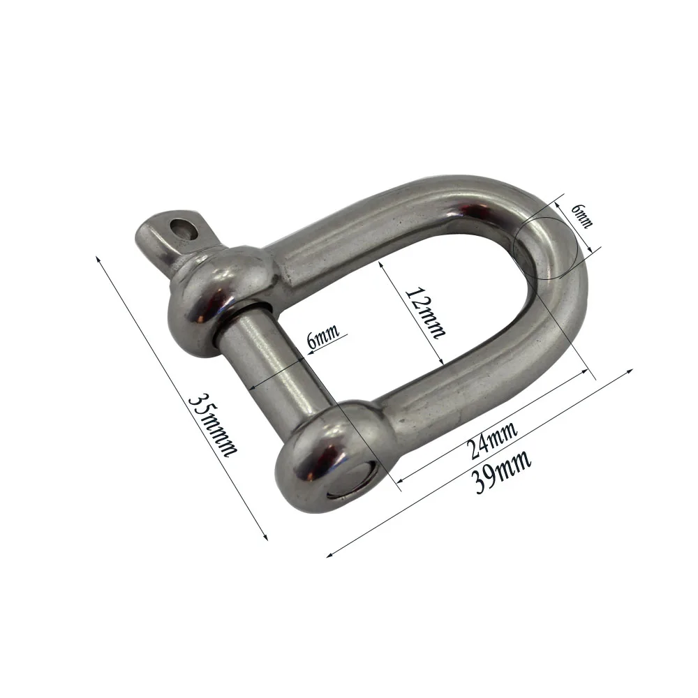 M4-M8 Stainless Steel D Shackle Chain Shakles for Straight Way Heavy Loading