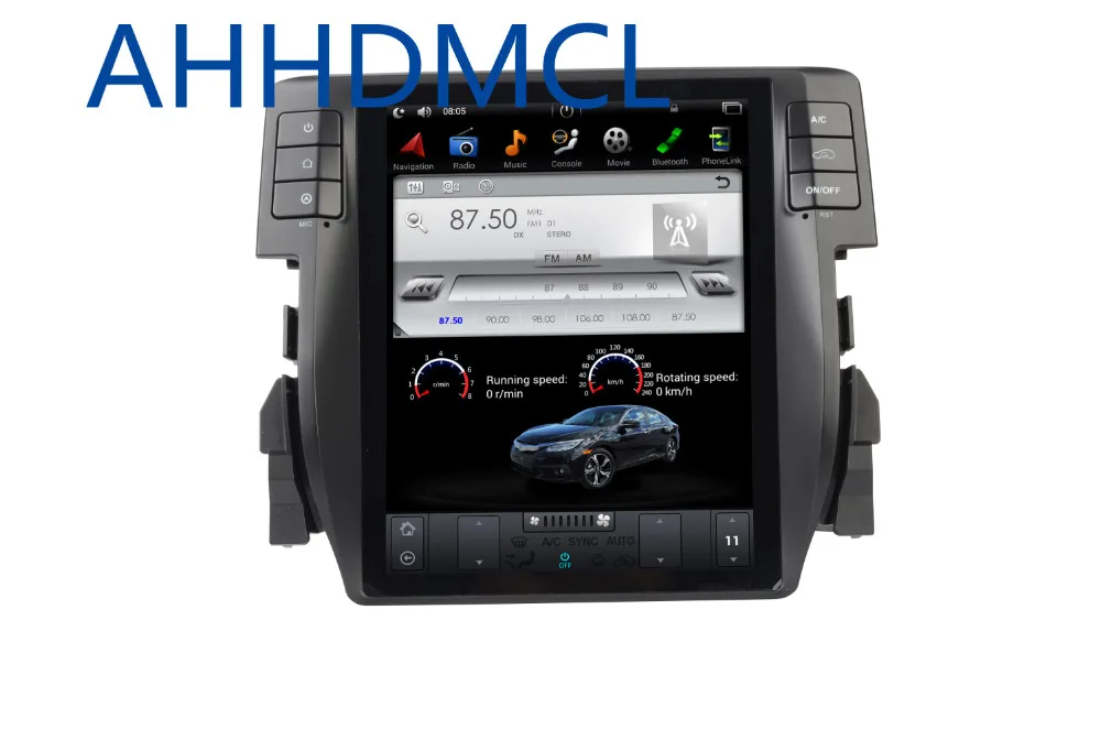 Excellent Car PC PAD Tesla Style Multimedia Player Android 7.1 GPS For Civic 2016 2017 2018 0