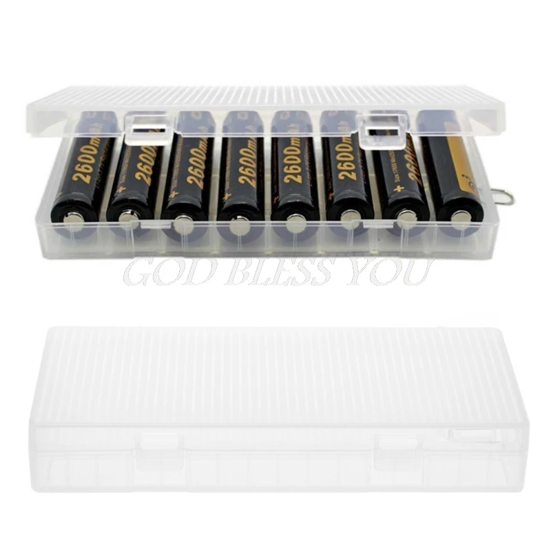 

Portable Clear Hard PP Case Holder Storage Box With Hook For 8x 18650 Battery