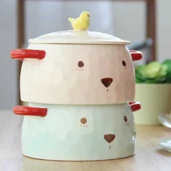 

2018 Creative cartoon students instant noodles ceramic bowls lovely tableware household soup rice bowl Free shipping
