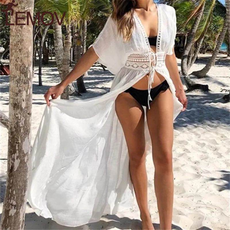 

Cotton Beach Cover Up Bathing Suit Lace Cover Ups Beach Swimsuit Cover Up Women Swim Wear Beach Tunic LEMOV Bikini Cover Up
