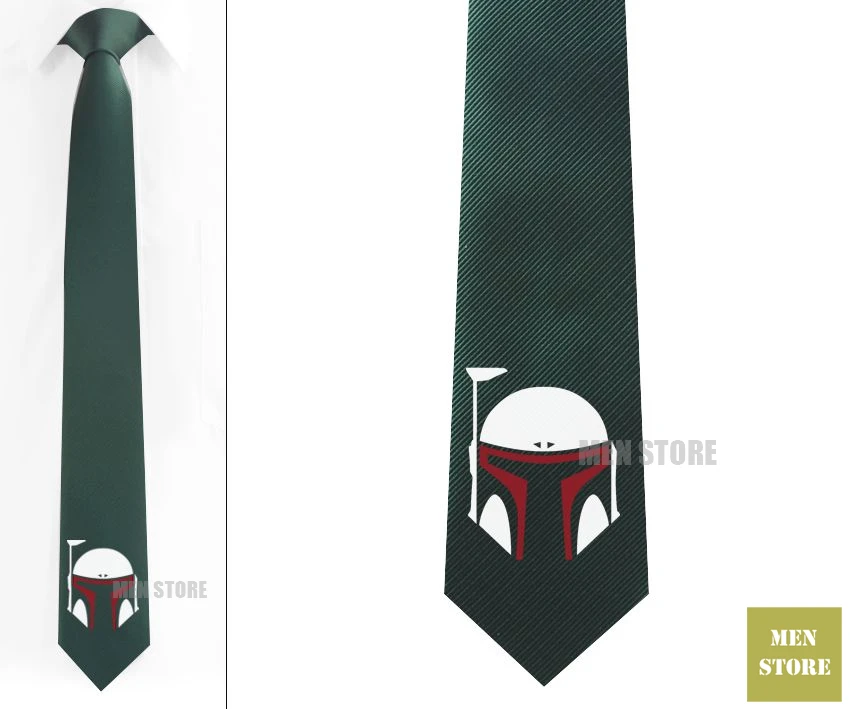 

BOBA FETT Red Helmet Men Jacquard Woven Skinny Slim Narrow 2.5" Necktie 6 cm Neckwear Wedding Party Groom Tie Cufflink LK054M