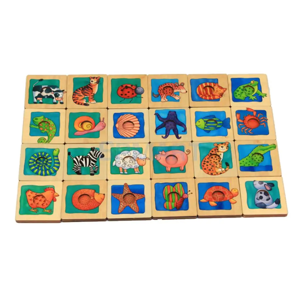 Wooden Animal Board Animal Body Matching Game Memory Game for Kids Toddler