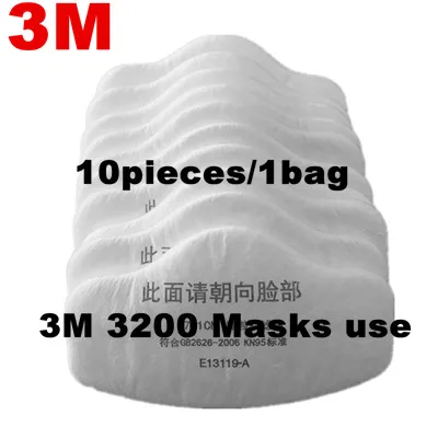 3M Respirator Mask Industry Painting Spray Dust Gas Mask With 3M 501 5N11 6001CN Chemcial Half face Mask - Цвет: 3200 filter cotton