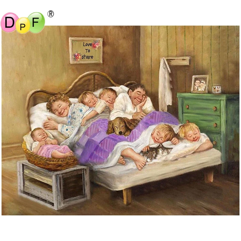 

DPF DIY happy family 5D crafts diamond painting cross stitch needlework diamond mosaic square home decor diamond embroidery