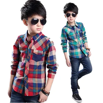 

Boys Shirts For Kids Autumn 2020 Fashion New Boys Plaid Shirts Long Sleeve England School Trend Children Clothes Baby Boy Shirt