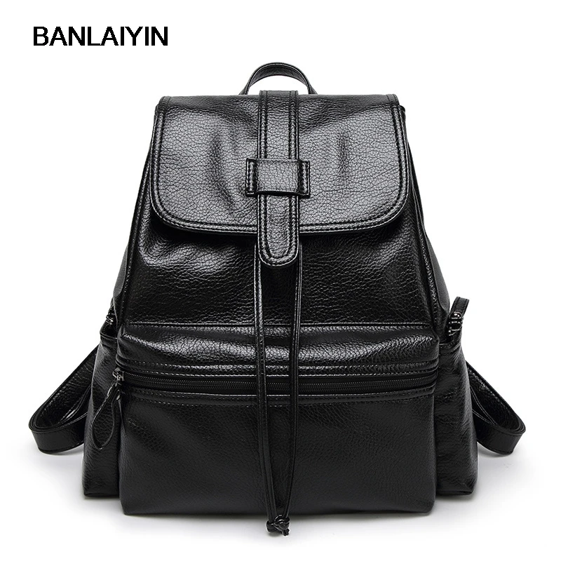 Nice The New Large Capacity Backpack PU Leather Vintage College Shoulder Women Shoulder Bag Students Travel