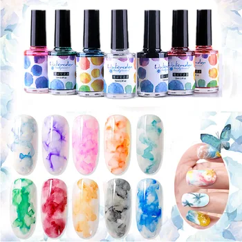 

1/3 Pcs DIY Watercolor Ink Nail Polish Blooming Gel Smoke Smudge Varnish Manicure WH998
