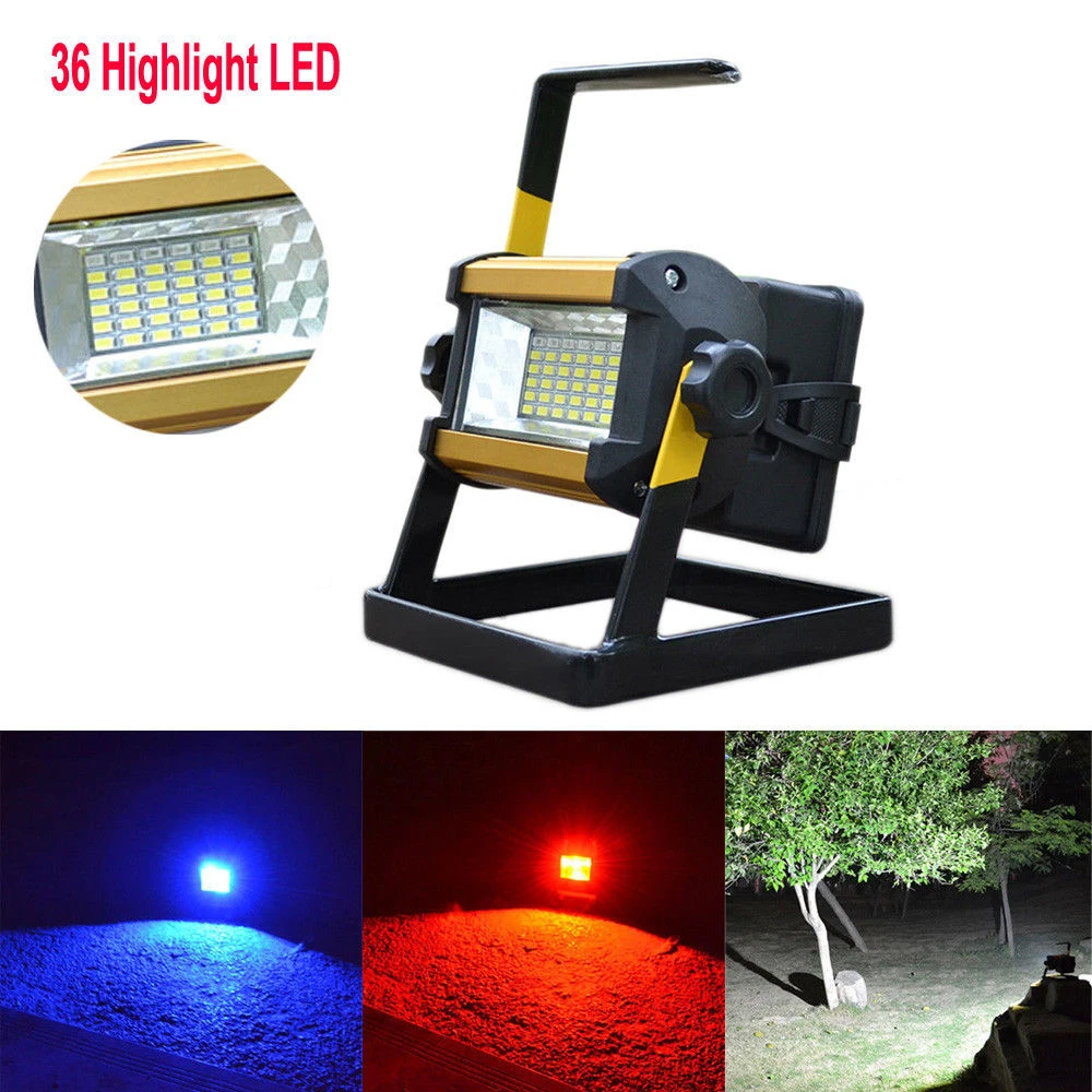 

US Plug Led Flood Light 50W 36 LED Portable Rechargeable waterproof Led Floodlight Work Camping