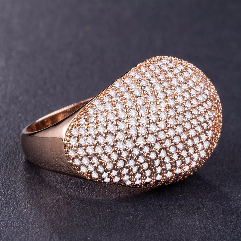 925 sterling silver jewelry diamond ring Stainless steel men's Indian jewelry Treasure full of zircon gold ring rose gold B1041
