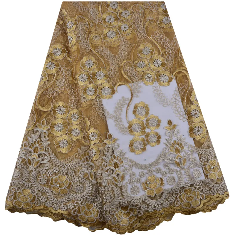 

Африканская кружевная ткань, вышитые нигерийские золотые кружева, ткань для невесты, высокое качество, французский тюль, кружевная ткань для женщин, платье S1385