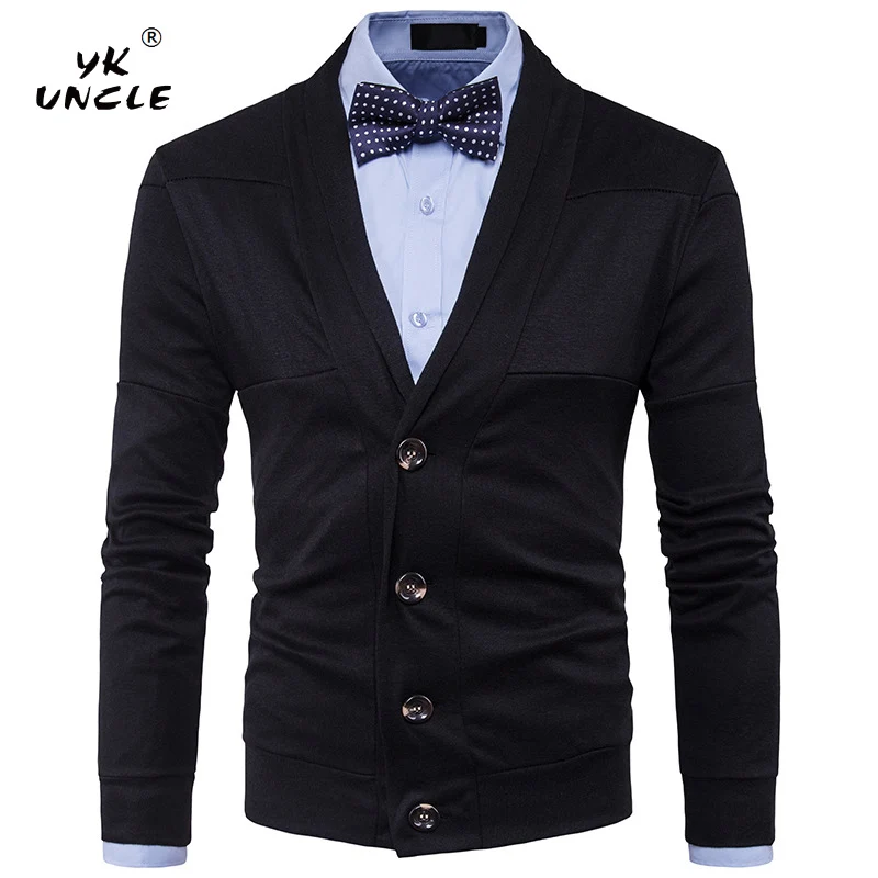 

YK UNCLE Brand Fashion Spring Autumn Solid Color Patchwork Men's Sweaters V-Neck Thin Cardigan Casual Coat Men Sweater Knitwear