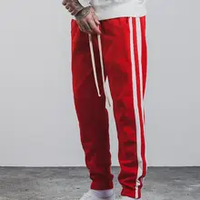 High Street, новинка, модные штаны в полоску, хип-хоп стиль, эластичная талия, для бега, Хлопковые Штаны, повседневные спортивные штаны, мужские брюки