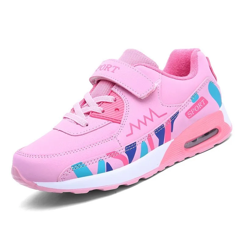 Спортивная обувь для бега; детские кроссовки для девочек; кроссовки для подростков; дышащая Повседневная Уличная обувь для тенниса; Цвет черный, розовый; большие размеры 37-38 - Цвет: pink soft kids shoes