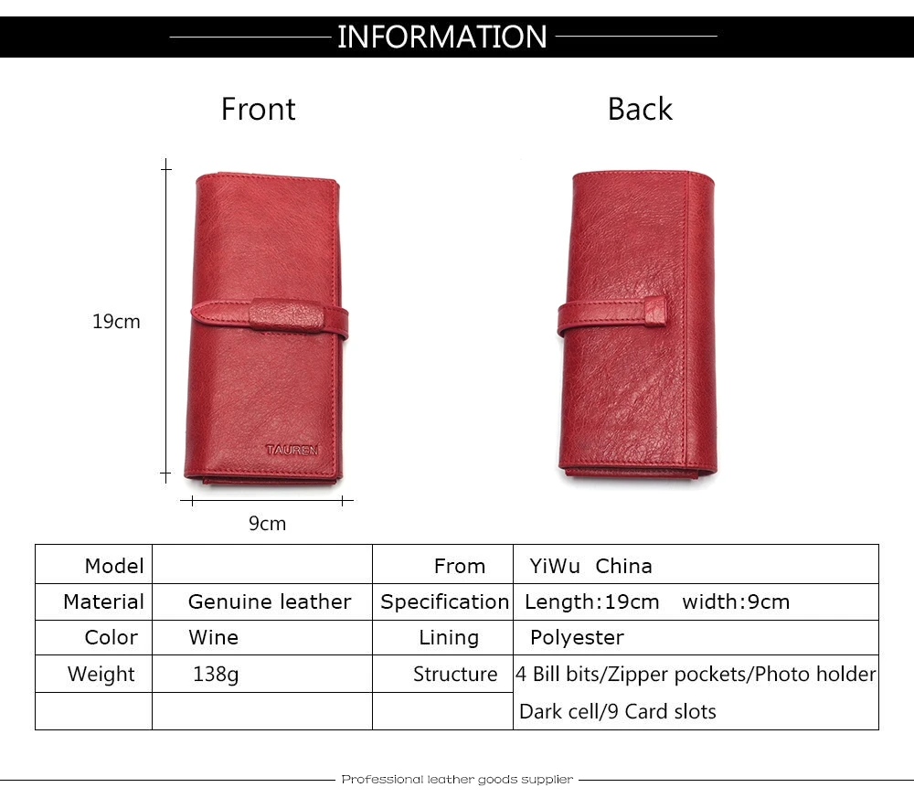 Таурен Ретро винно-красного цвета кошельки из натуральной яловой кожи высокого качества Женский Длинный кошелек портмоне винтажный дизайнерский мужской кошелек
