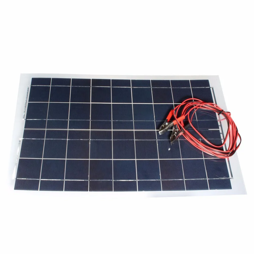 

Solar battery Solar Panel Alligator Clip Cable Portable High Efficiency Solar Panel 30W 12V for RV Boat Light dropshipping