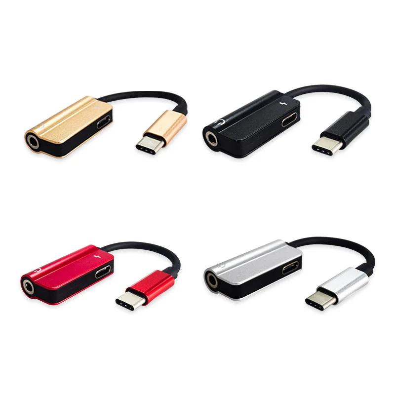 100pcs wholesale bundle 2 in 1 Type C To 3 5mm Jack AUX Audio Headphone USB Adapter Charger Cable 100pieces