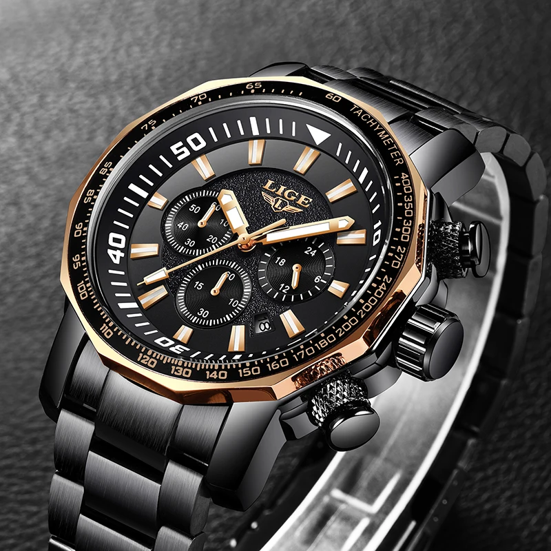

Relojes Hombre 2018 New LIGE Fashion Mens Watches Top Luxury Brand Business Quartz Watch Men Sport Waterproof Big Dial Clock