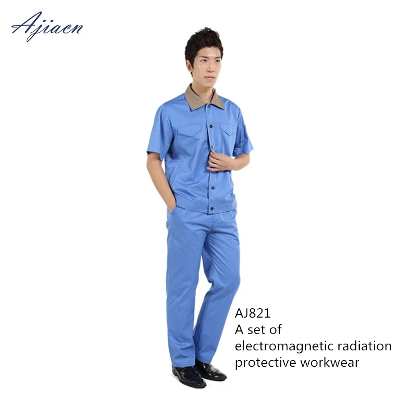 

A set of electromagnetic radiation protective short-sleeved clothing suits Signal base station EMF shielding summer workwear