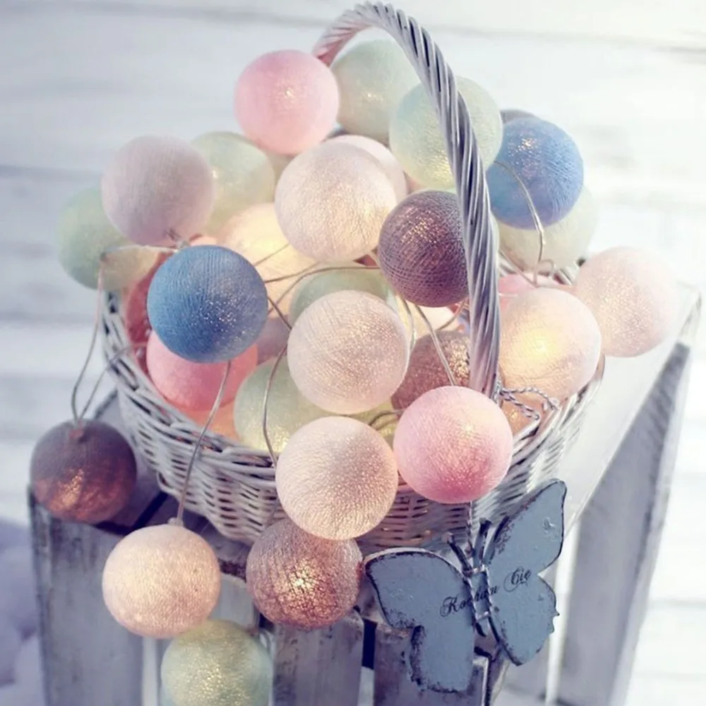 

Garland Cotton Balls String Lights Battery DIA 6CM 10 Cotton Ball Light Chain Fairy LED Holiday Lights Birthday Party Gifts