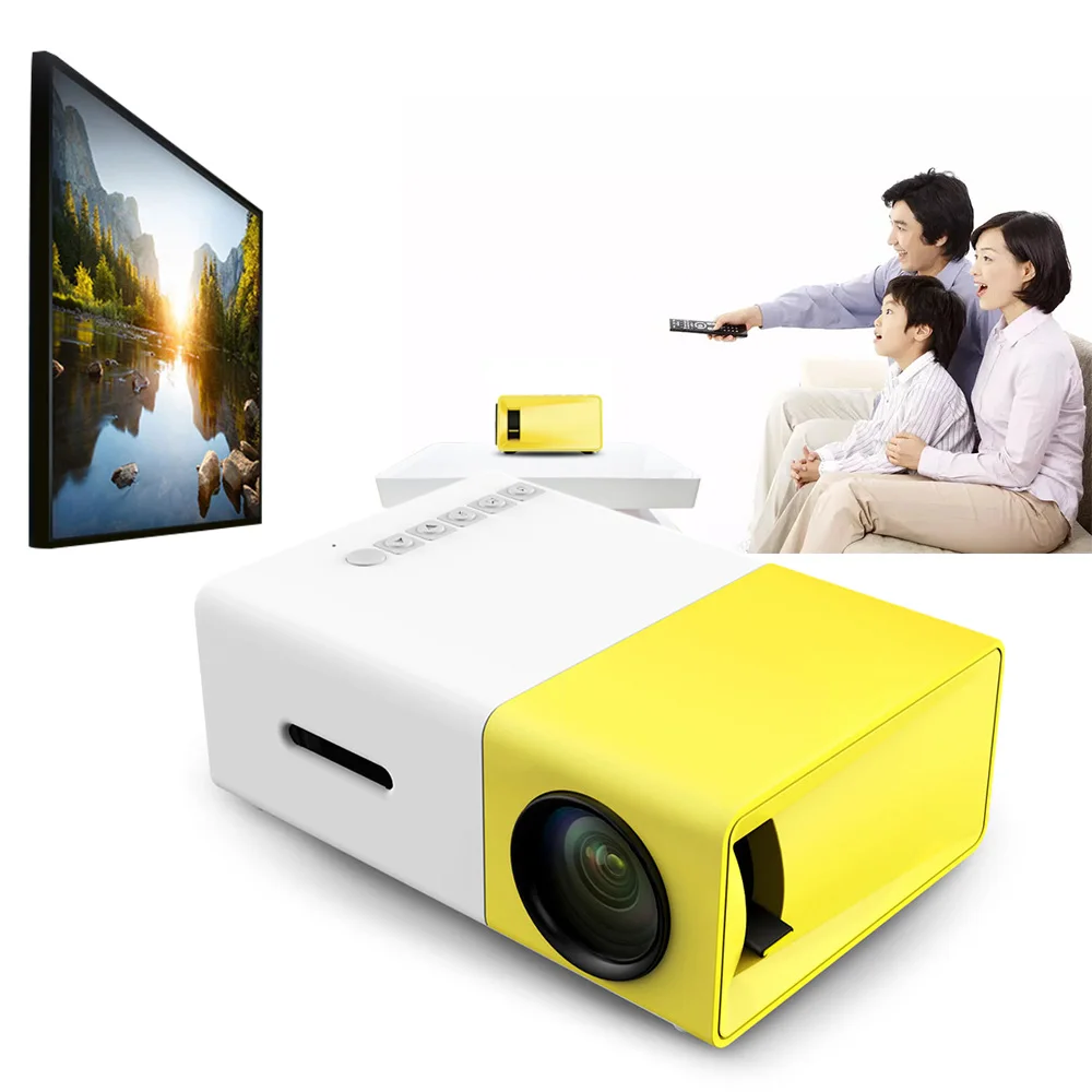YG300 LCD Projector 600 lumen 320x240 Pixels 1080P HDMI YG-300 USB 3.5mm Audio Mini Projector Home Media Player