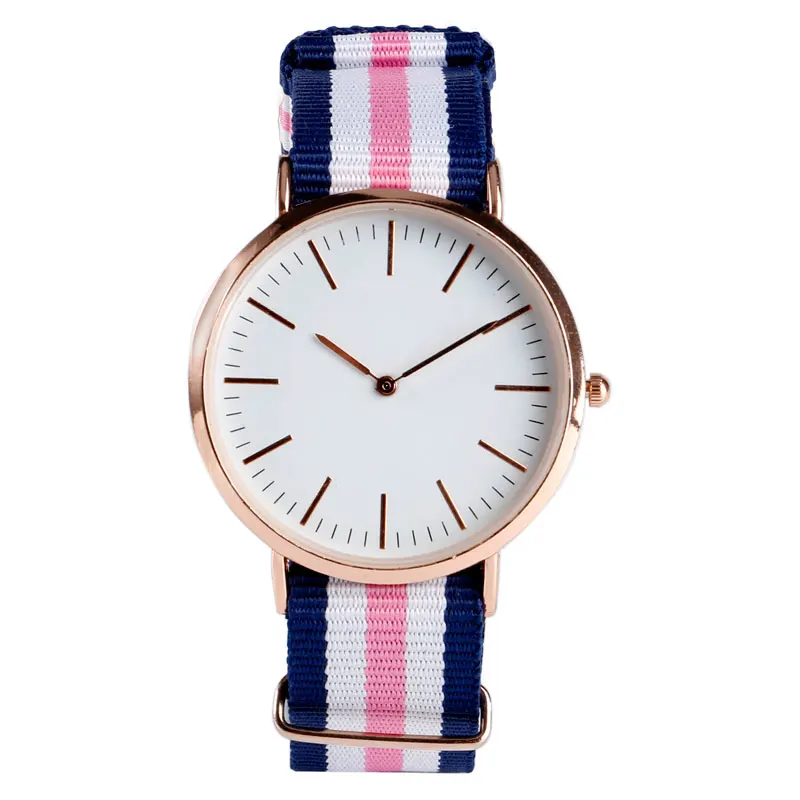 

Men's Quartz Watch Stripe Nylon Band Strap Minimalist Trendy Analog Casual Fashion Student Simple Watches