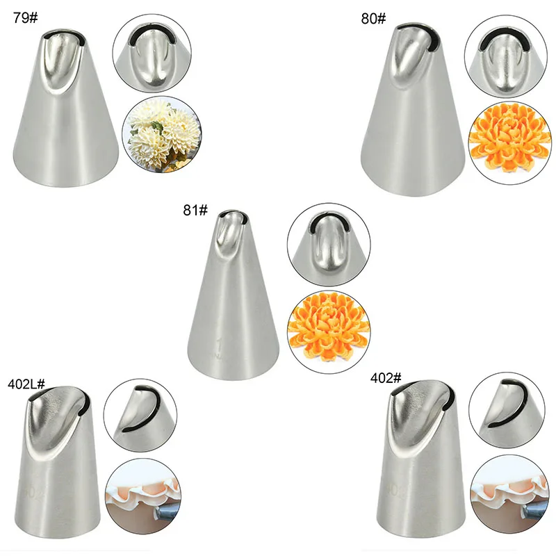 

Hoomall 5pcs/set Cake Decorating Tips Set Cream Icing Piping Sugarcraft Rose Nozzle Pastry Tools Stainless Steel Fondant Decor