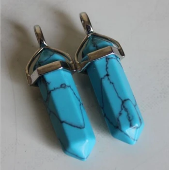 

Two fluorite crystal rose quartz white quartz opalite hexagonal point pendant