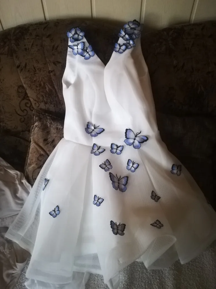 Элегантное простое бальное платье с v-образным вырезом платья для выпускного вечера короткое вечернее платье без рукавов с аппликацией бабочки