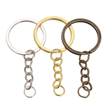 Chaveiro de bronze rodio com 20/30 peças, chaveiro bronze de cor dourada com 28mm, divisão redonda, joia fazer atacado