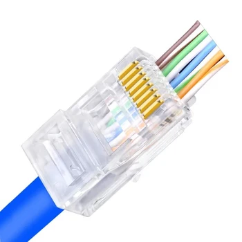 

EZ RJ45 Connector Cat5e Cat6 RJ45 Ethernet Cable Plug UTP 8P8C Network Unshielded Terminal Easy Pass Connector For Cables