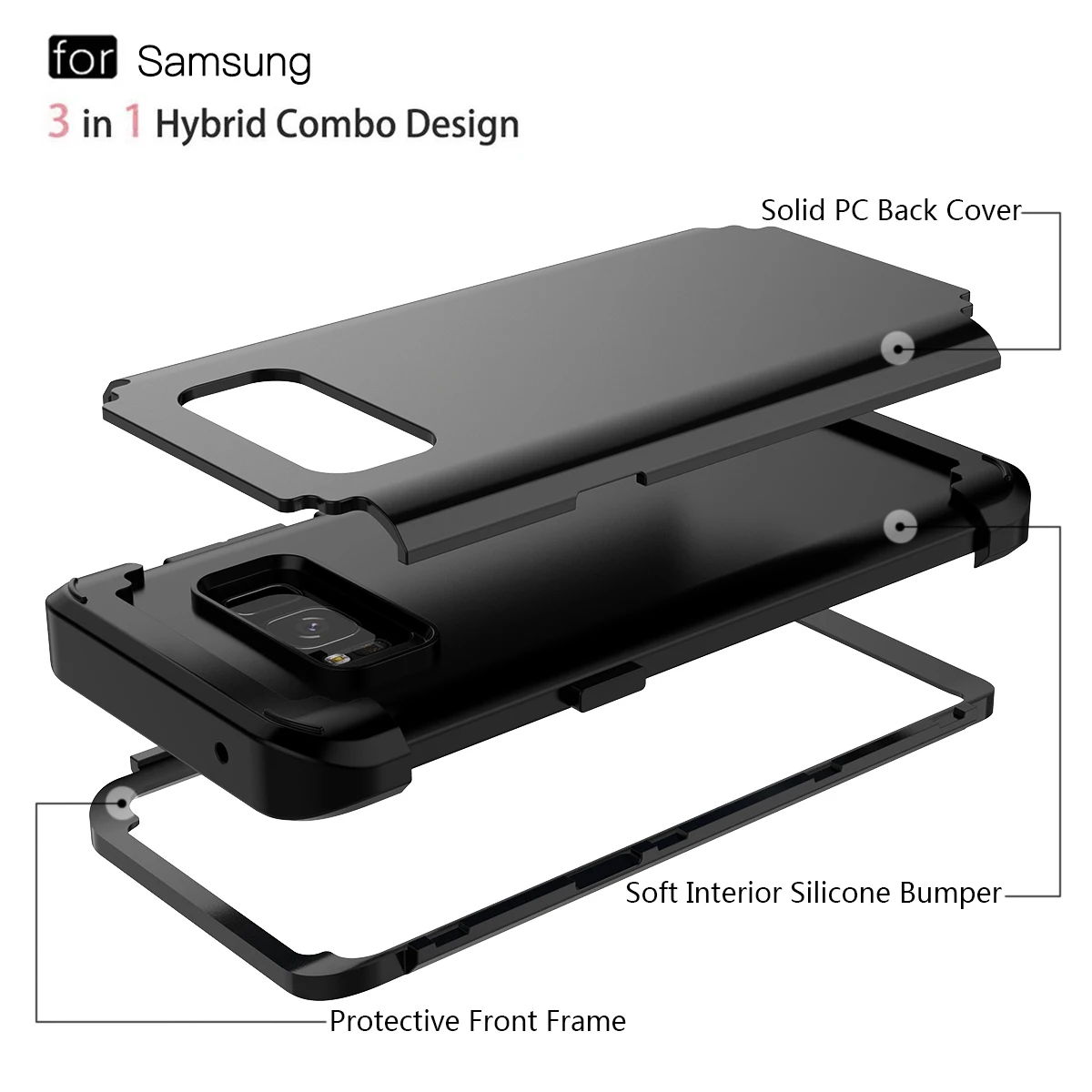 Phone Cases For Samsung Galaxy S8 Plus Note8 Case Durable PC+TPU 3 Layer Hybrid Anti-Knock Full Body Protective Case Shockproof