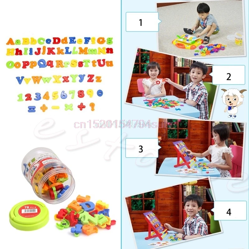 Обучения ребенка набор из 78 Магнитная капитала и строчные алфавит, буквы, цифры игрушка # H055