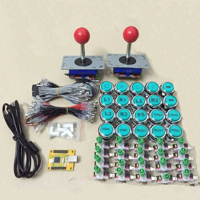 

Arcade PC PS/3 game USB encoder to Joystick and Special Icon LED button DIY parts kit