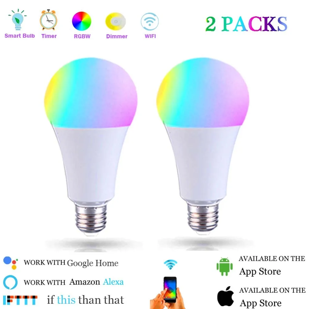 

E27 WiFi Smart Light Bulb,Dimmable Cold & Warm White Multicolor Lights,RGBW LED Lamp,Works with Alexa and Google Assistant 6Pack