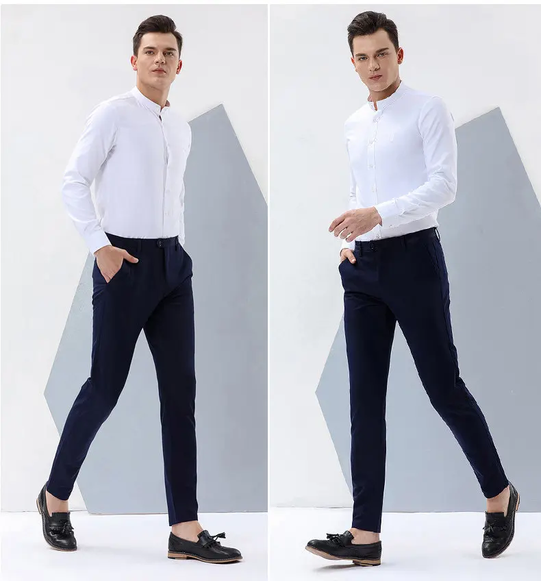 2017 autumn new Fashion pants men slim fit classic business mens pants trousers for male Zipper Fly Black Blue Size 28-35 9828-06
