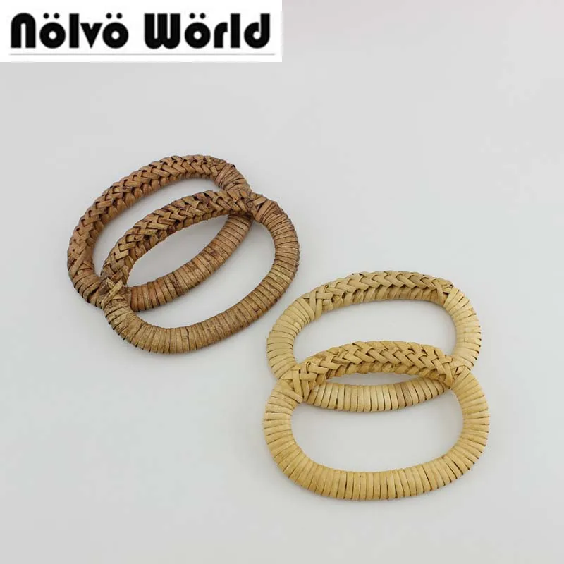 

2 Pairs=4 Pieces,13X9.5cm 5 Inch woven Rattan Purse Bag Handle,Vintage Bag Handles Rattan,Natural Rattan Oval Handles