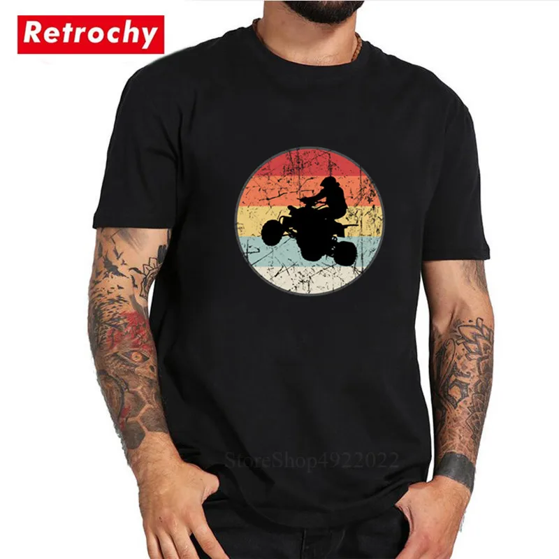 

ATV Quad driver in a vintage circle t shirt Motorcycle fans father's day gift idea t-shirt Men's homme hipster tshirts camisetas