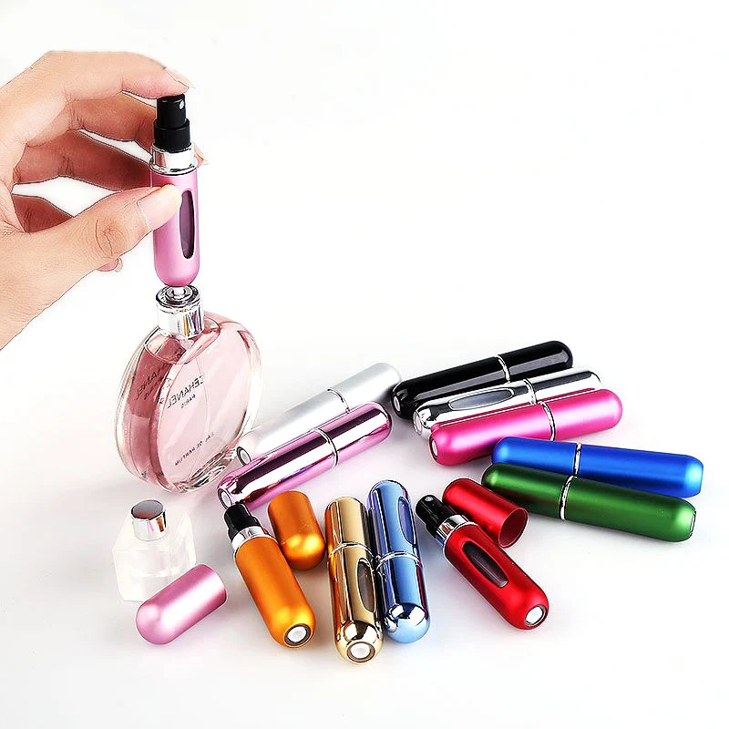 

5ml Perfume Spray Traveler Makeup Jars Mini Aluminum Storage Bottles Portable Empty Cosmetic Containers Refillable Atomizer