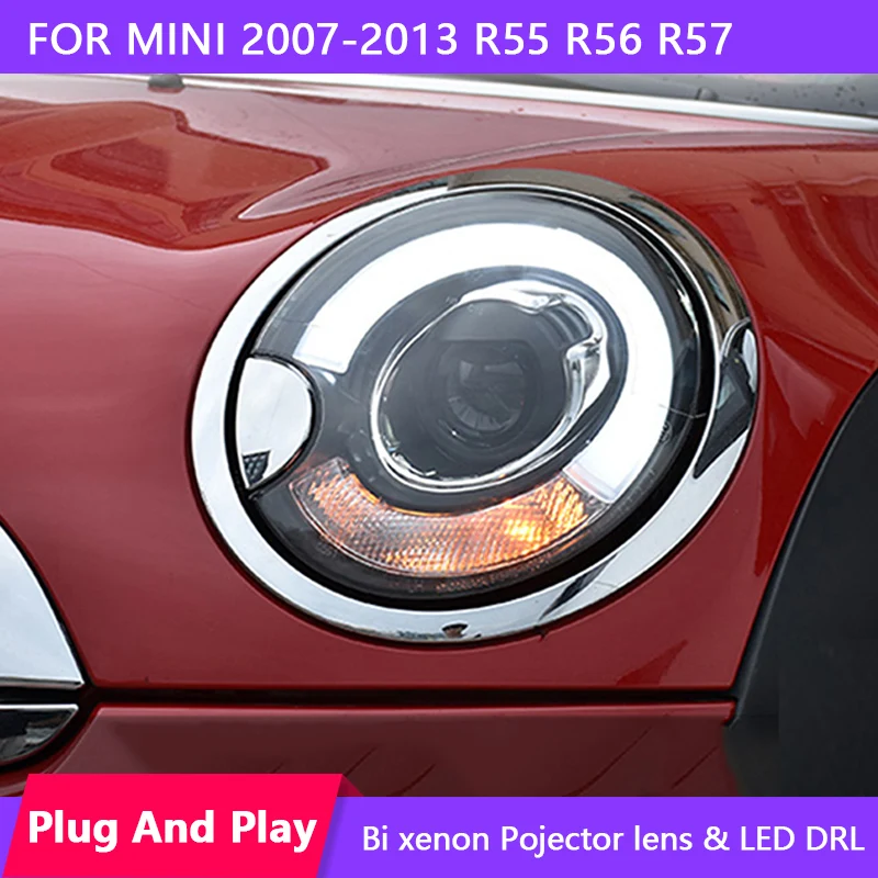 

Sanvi 2Pc Headlight assembly for BMW Mini R55 R56 R57 2007-2013 Headlight Upgrade With Bi Xenon Projector Lens LED DRL