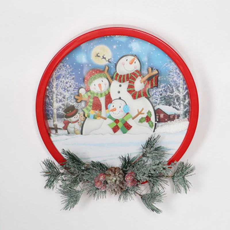 

Christmas Decoration Pendant 30 CM Round Snow Restaurant Family Scene Wall Hanging Small Ornaments Supplies