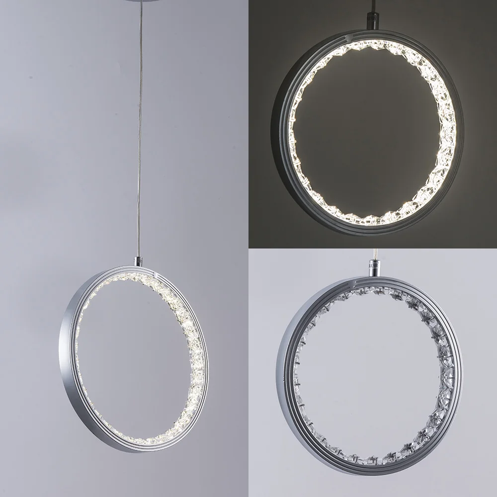 

Nordic Modern pendant led lighting Circular ring Crystal LED ceiling hunging lamp Lustre Chandelier Fixture living room
