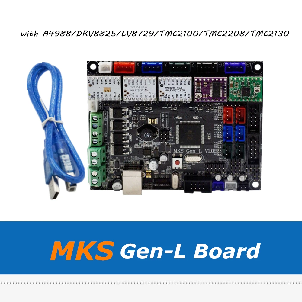 

3D Printer Board MKS Gen L V1.0 Integrated Controller Motherboard With 5pcs A4988/DRV8825/LV8729/TMC2100/TMC2208 Driver