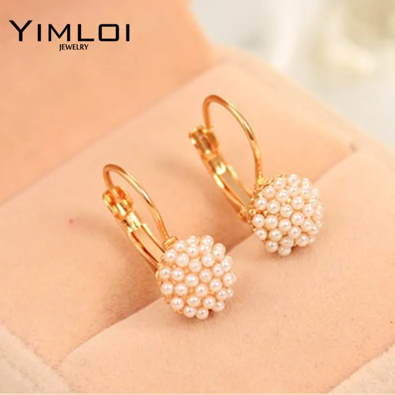 

High Quality and High Bright Pearl Color Double Side Hoop Earrings for Women Plated Silver Earrings E312